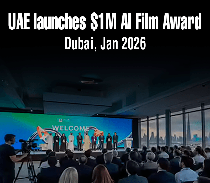 UAE launches $1M AI Film Award (Dubai, Jan 2026)