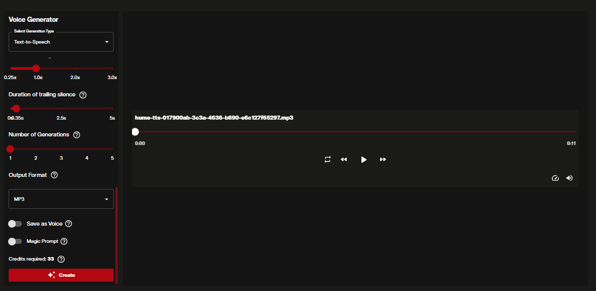 Text to speech interface