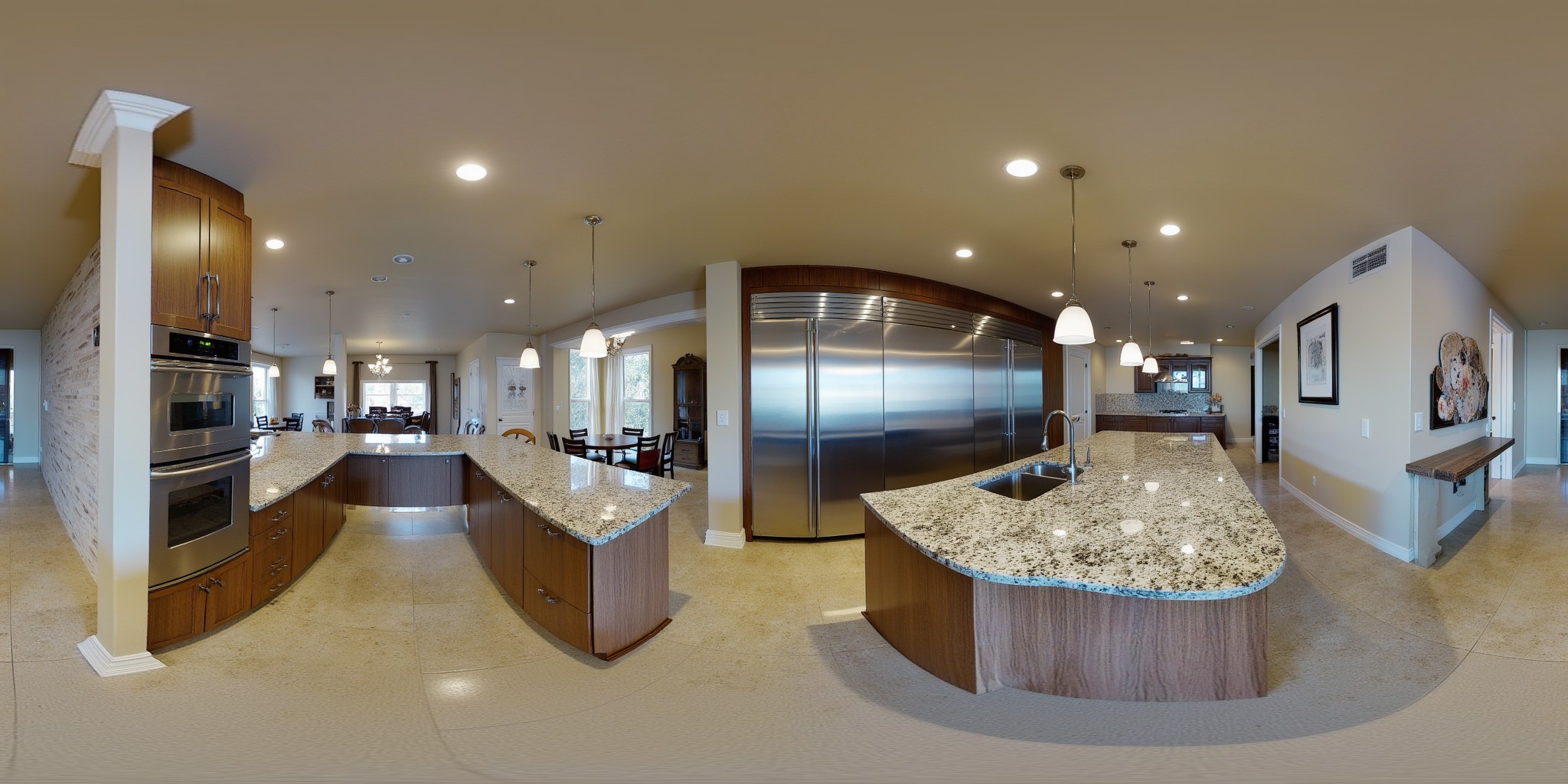 DiT360 indoor panorama examples showing various room types