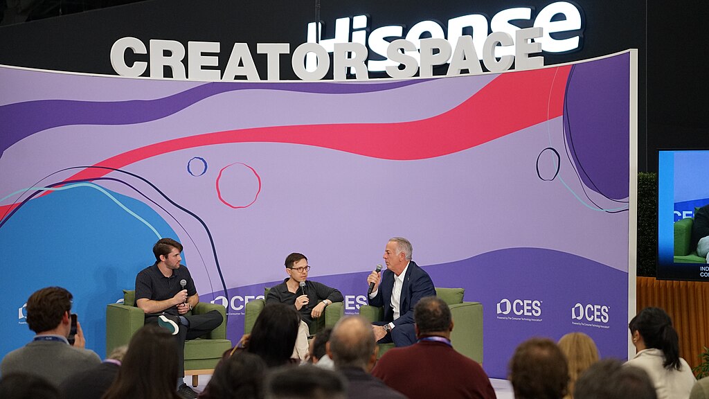 CES 2026 technology expo floor with attendees and displays
