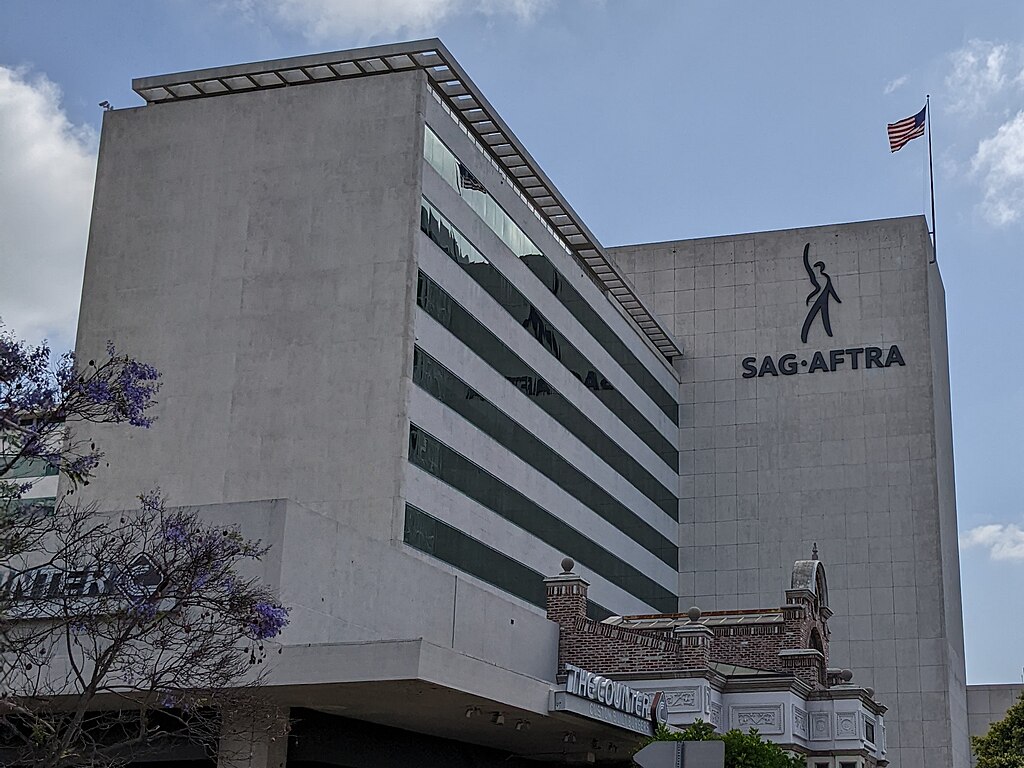 SAG-AFTRA headquarters building in Los Angeles showing union presence