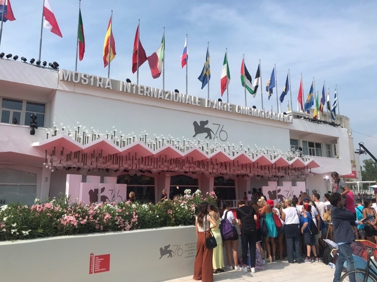 Crowds at the Venice Film Festival on the Lido in 2019