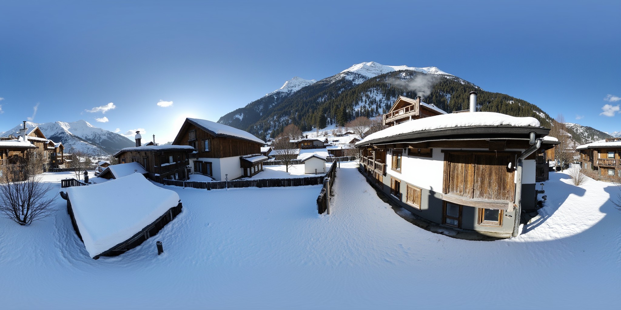 DiT360 outdoor panorama examples showing landscapes and cityscapes