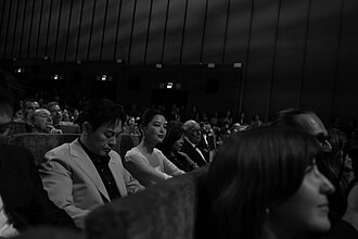 Actress Xin Zhilei receiving the Best Actress award at the 82nd Venice Film Festival