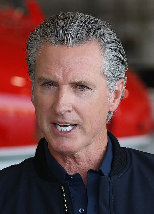 California Governor speaking at a state policy press conference