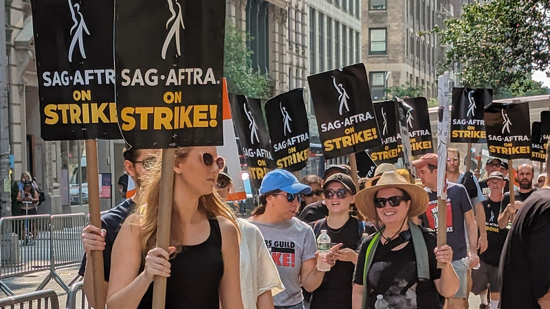 SAG-AFTRA members on picket line during strike