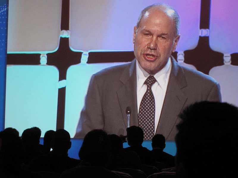 Michael Eisner at a public appearance, speaking about entertainment and leadership