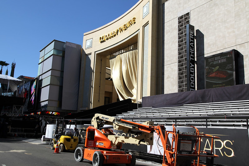 Celebrities arriving on the red carpet at the Oscars ceremony