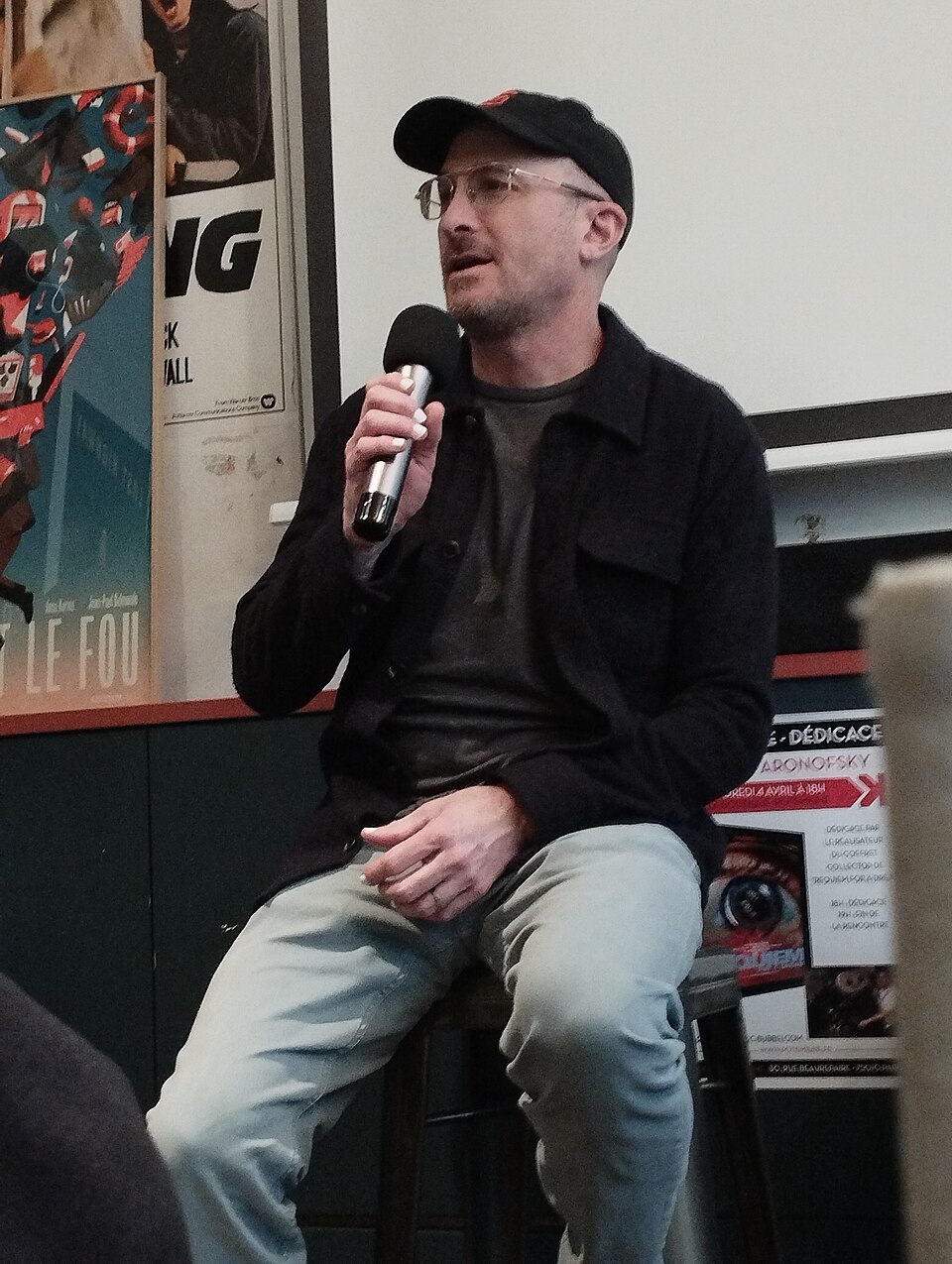 Darren Aronofsky speaking at a public event in 2025