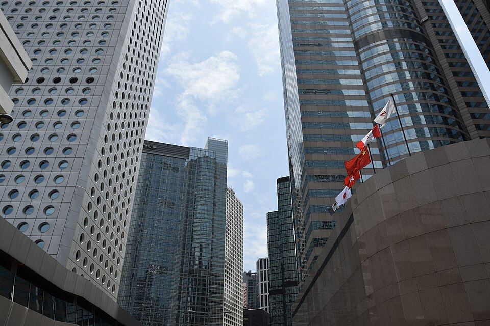 Exchange Square and the Hong Kong Stock Exchange building in Hong Kong