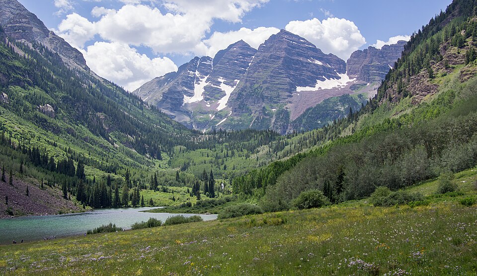 Maroon Bells mountains near Aspen Colorado, host of the annual Aspen Ideas Festival