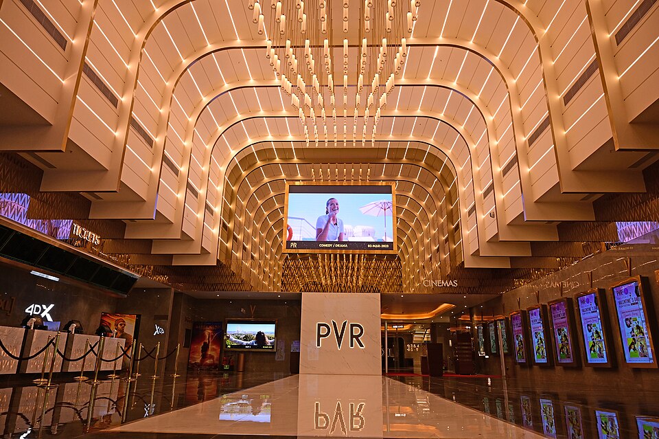PVR Lulu cinema multiplex in Lucknow, India showing moviegoers at the entrance