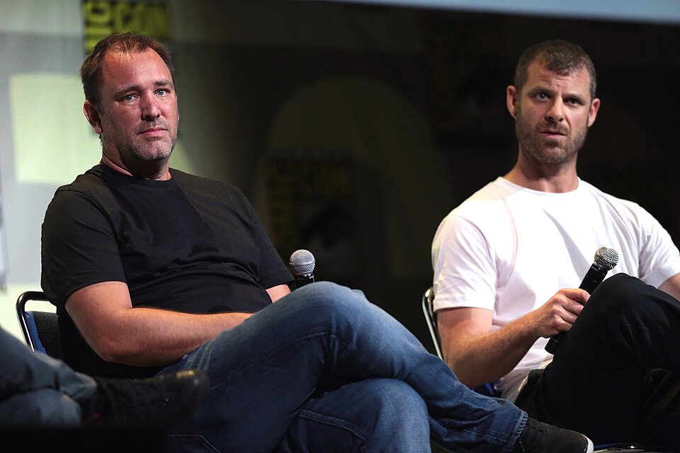 Trey Parker and Matt Stone at a public event
