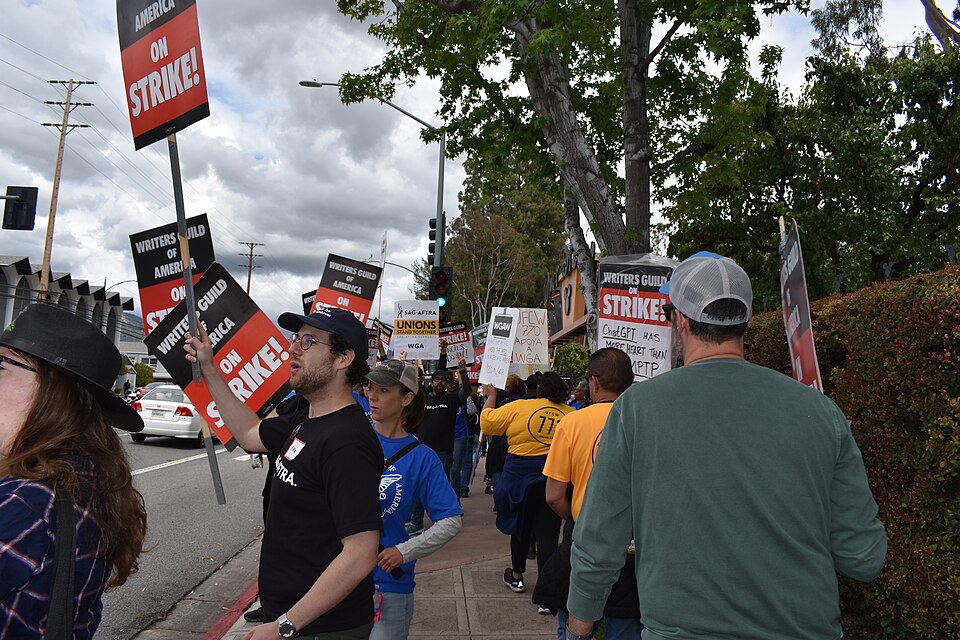 Writers Guild of America strike rally on May 4, 2023 in Hollywood