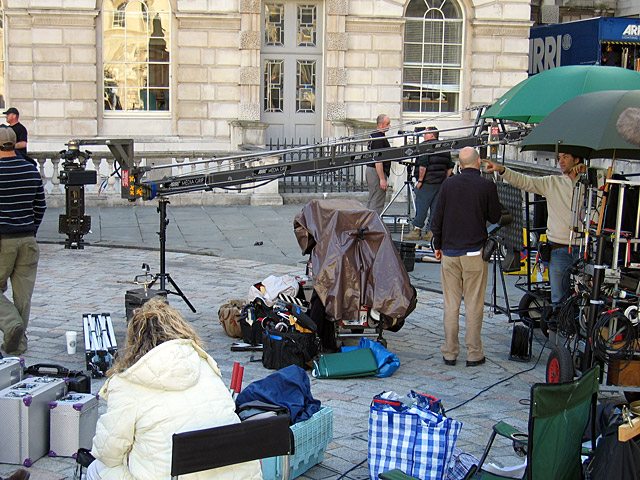 Film crew working together on a production set