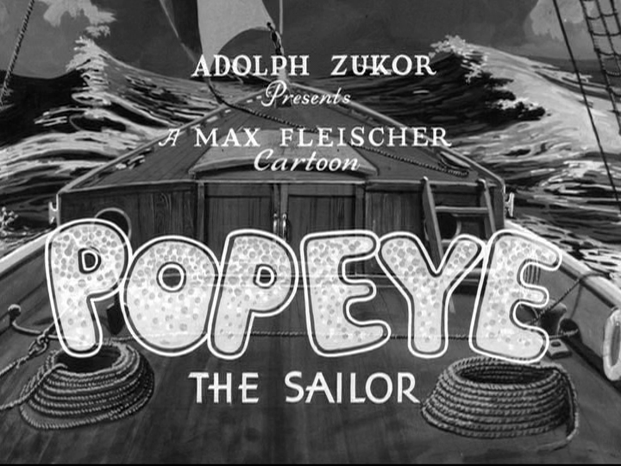 Popeye the Sailor title card by Fleischer Studios, 1930s rubber hose animation style