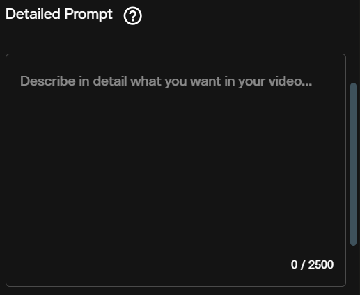 Detailed Prompt field in the WAN 3.0 image to video form with a 2,500 character counter