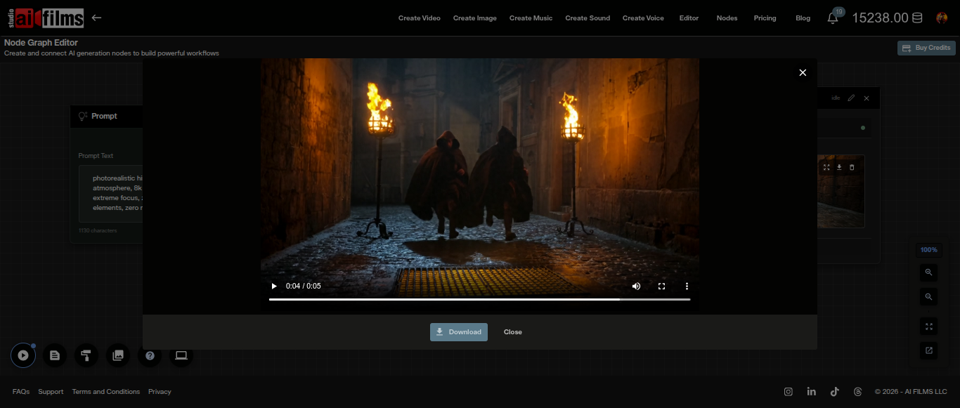 Finished WAN 3.0 clip playing full width in the Nodes Graph Editor viewer