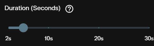 Duration slider for WAN 3.0 running from 2 to 30 seconds