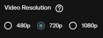 Video Resolution radio buttons for WAN 3.0 showing 480p, 720p and 1080p