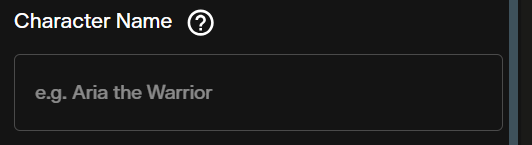 Character name field in the AI FILMS Studio Character Generator