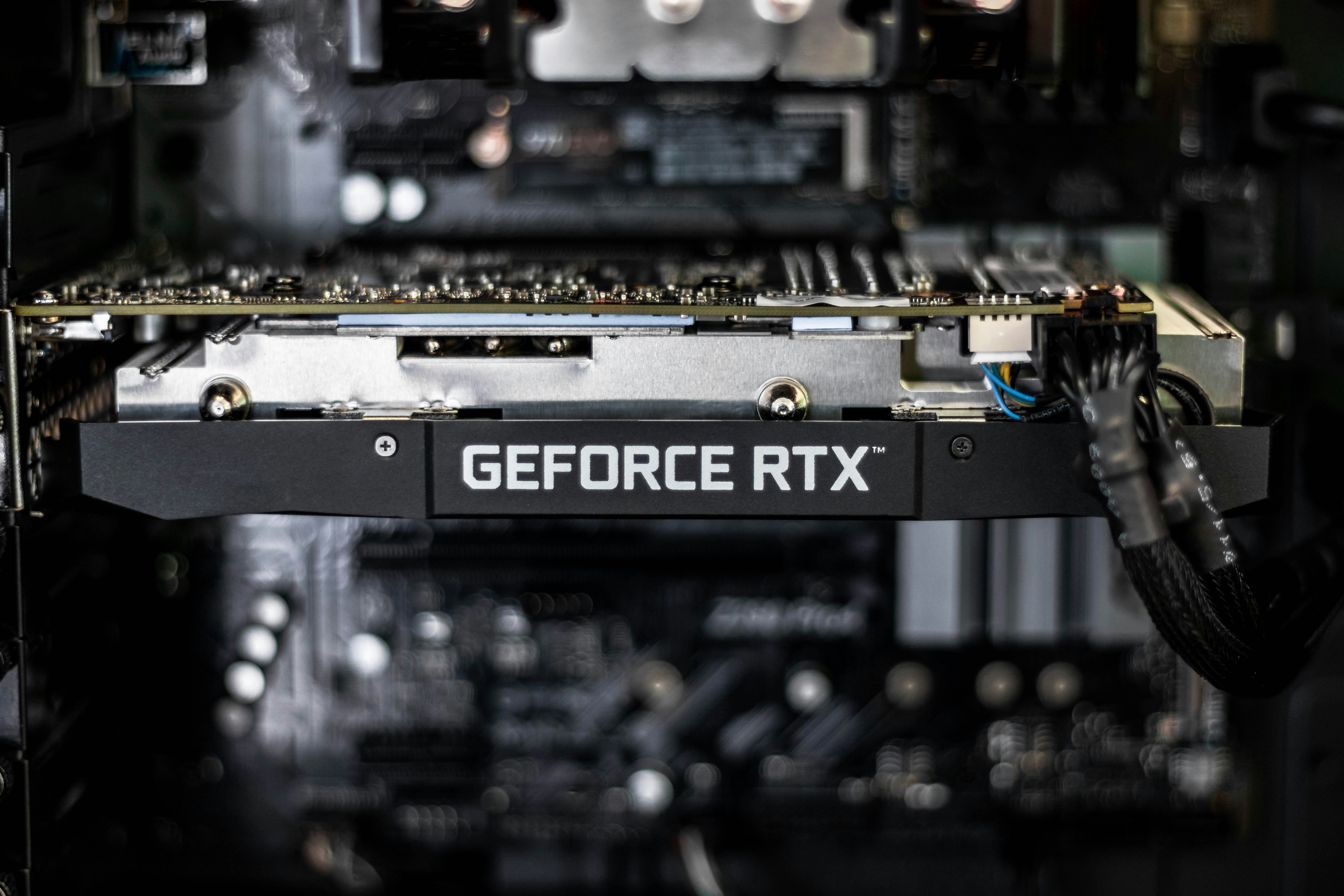Close-up of Nvidia GeForce RTX graphics card