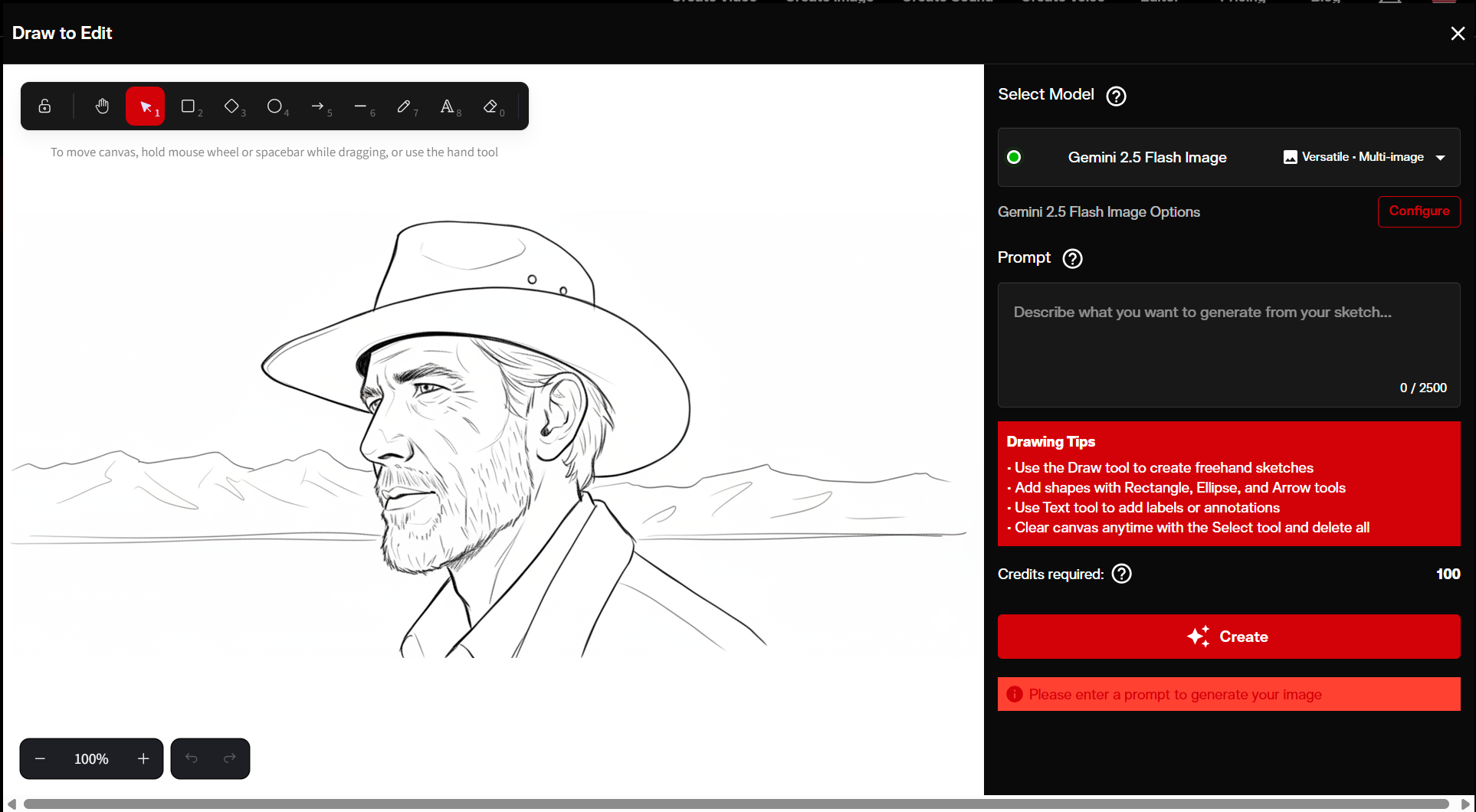 Draw to edit example on AI FILMS Studio
