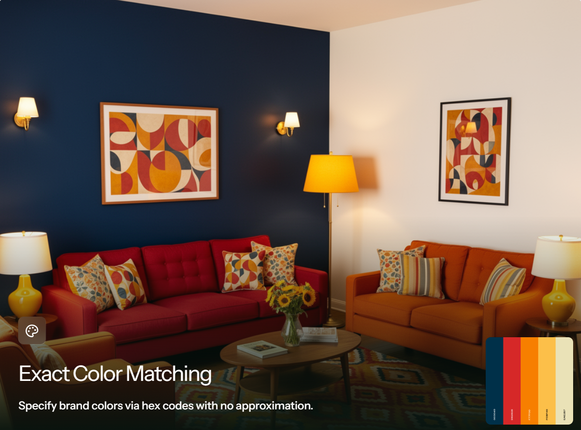 Interior design showing exact color matching across furniture and decor