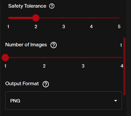 FLUX.2 PRO Edit safety tolerance slider and image size configuration