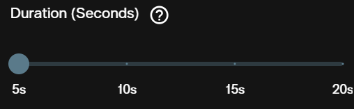 Duration slider for FLUX 3 image to video running from 5 seconds to 20 seconds