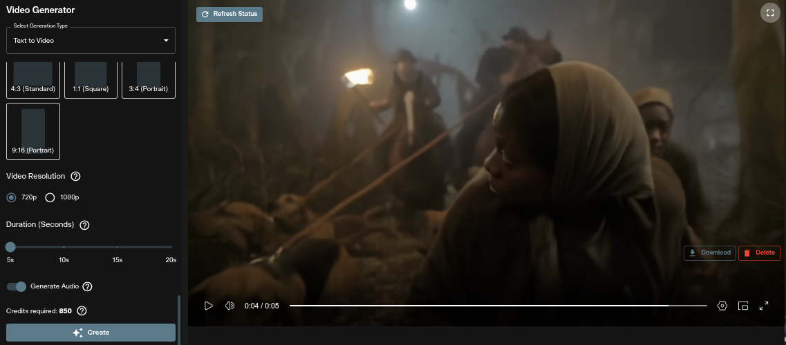 FLUX 3 text to video generation workspace interface on AI FILMS Studio