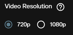 Video Resolution control for FLUX 3 showing 720p and 1080p options