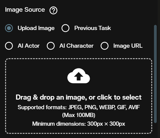 Image source upload section in the Gemini Omni Flash image to video workspace