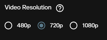 Video Resolution control for Grok Imagine Video 1.5 showing 480p, 720p and 1080p options