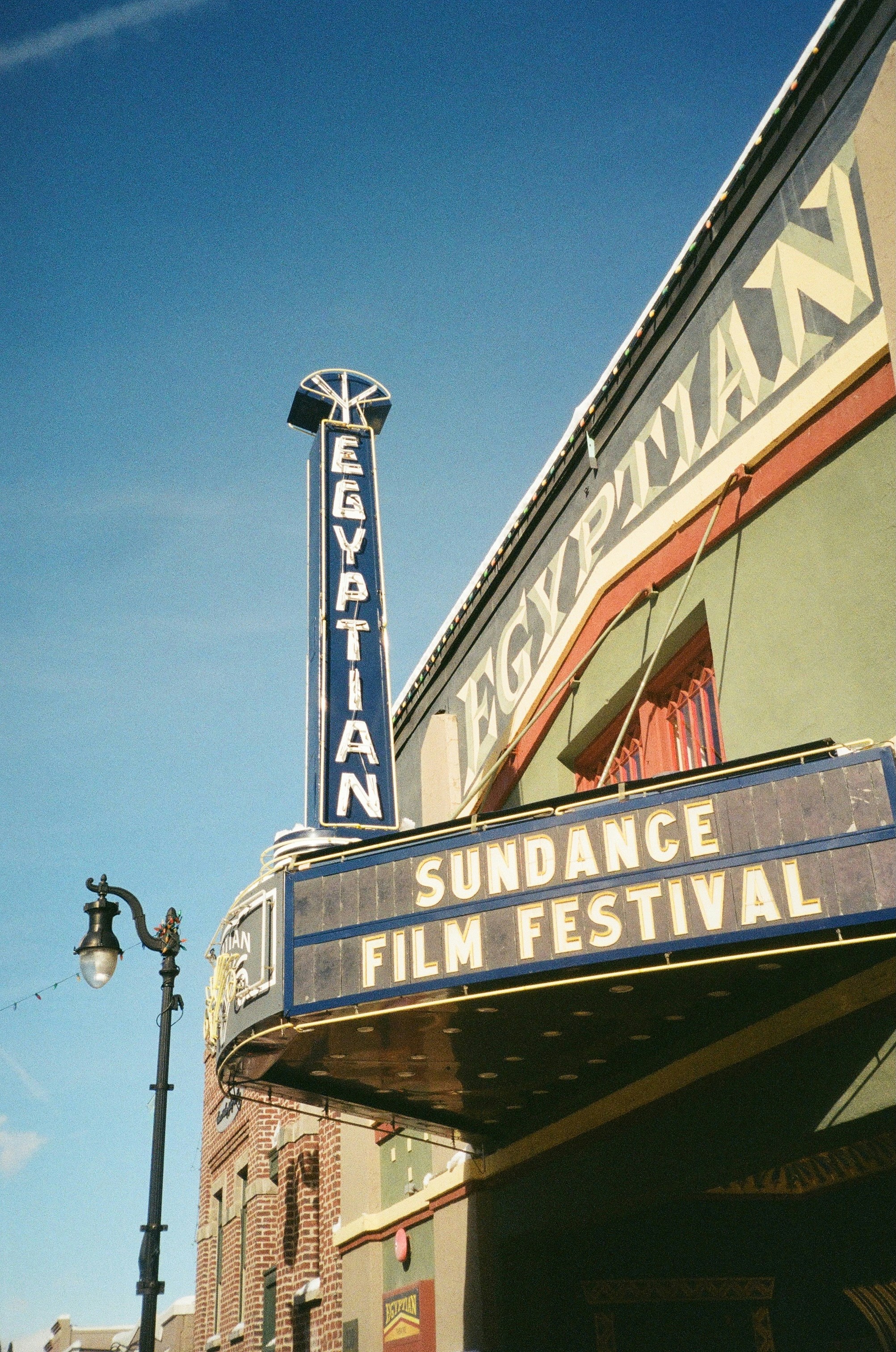 Classic theater marquee sign on building exterior