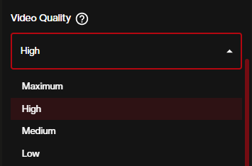 LongCat Video Quality dropdown showing Maximum, High, Medium, and Low options