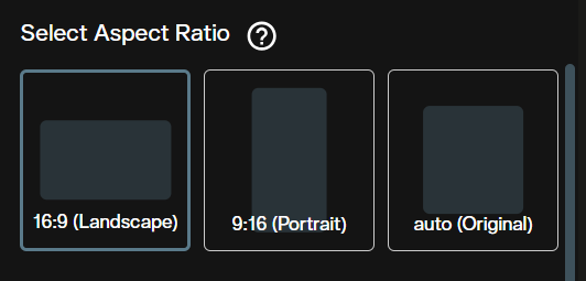Aspect ratio options in the LTX-2.3 image-to-video generator showing Auto, 16:9, and 9:16 options