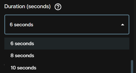 Duration dropdown in the LTX-2.3 image-to-video generator showing 6s, 8s, and 10s options