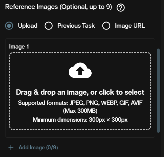 Luma Ray 3.2 text to video reference image input section on AI FILMS Studio