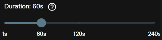 Duration slider set to 60s with marks at 1s, 60s, 120s and 240s