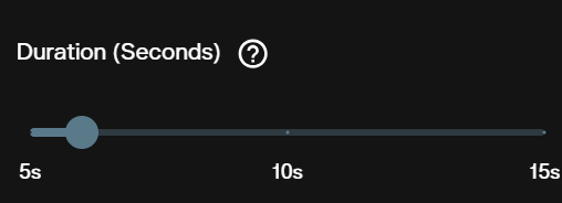 Duration slider from 5 to 15 seconds for MiniMax H3 image to video