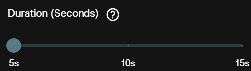 Duration slider for MiniMax H3 running from 5 seconds to 15 seconds