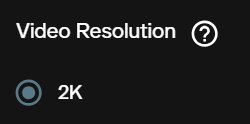 MiniMax H3 video resolution control showing 2K as the only option