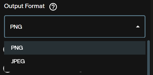 Output format selector for Nano Banana 2 Lite image-to-image in AI FILMS Studio showing PNG and JPEG options
