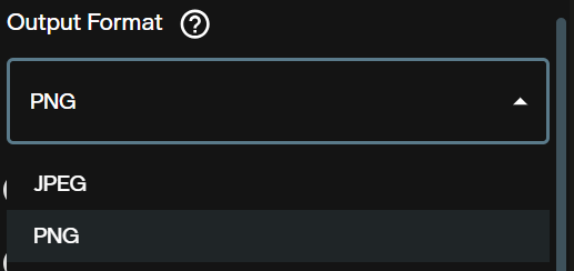 Output format selector for Nano Banana 2 Lite in AI FILMS Studio showing PNG and JPEG options
