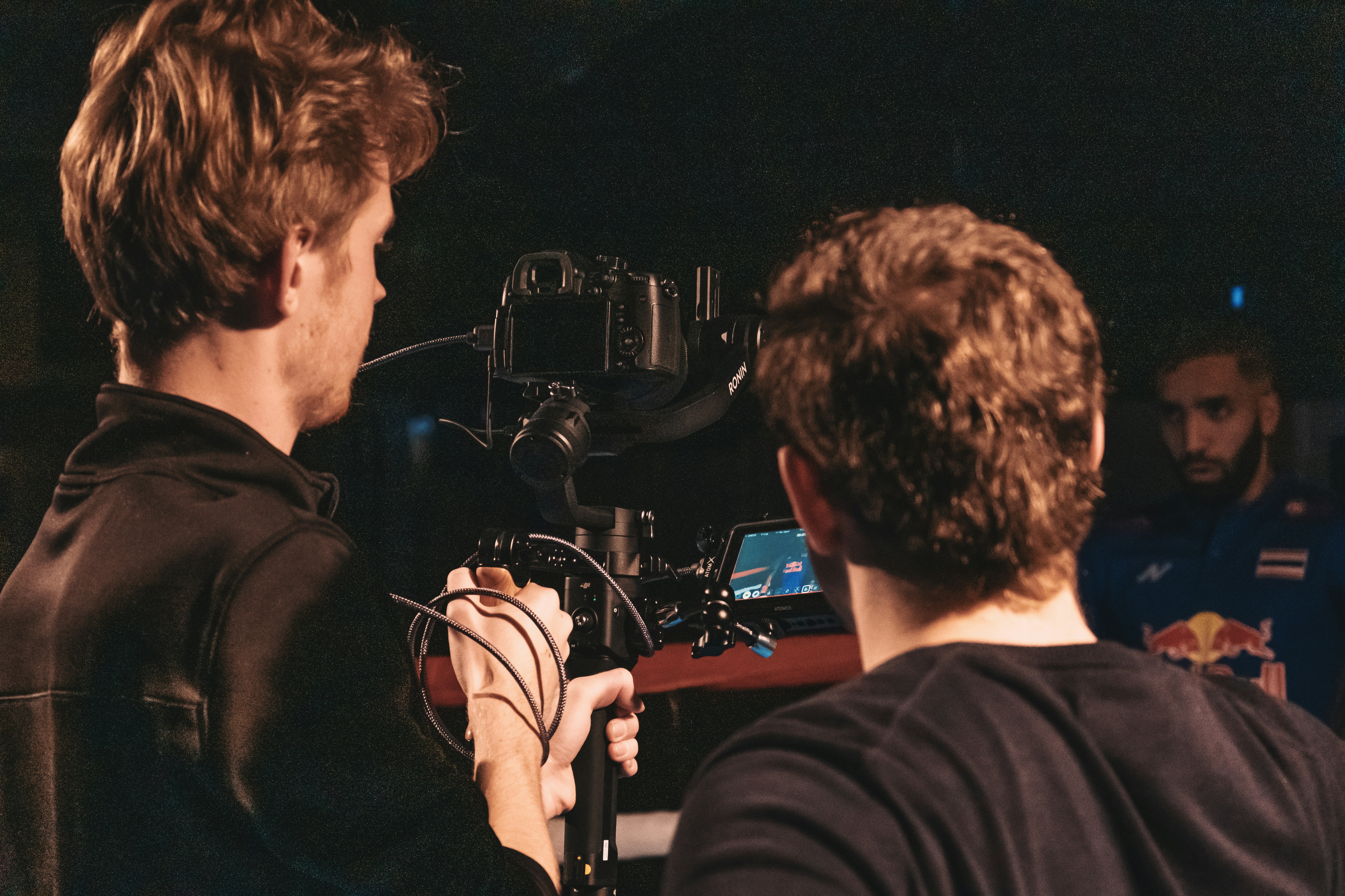 Actor performing on film set during production