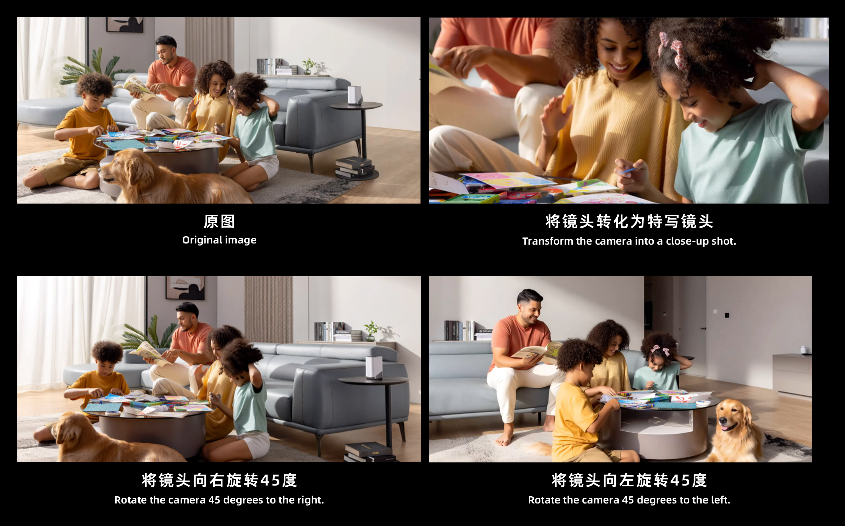 Example of multi-angle generation showing same subject from different perspectives