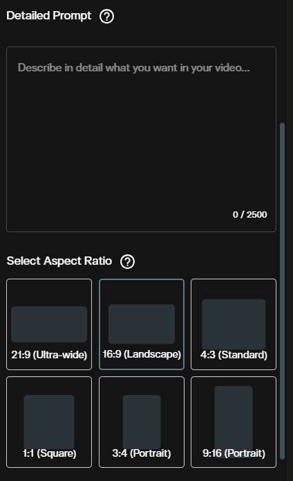 Seedance 2.0 Mini image to video prompt input and aspect ratio selector in AI FILMS Studio showing six ratio options