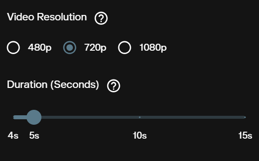 Seedance 2.0 Mini resolution selector showing 480p, 720p, and 1080p with a duration slider in AI FILMS Studio