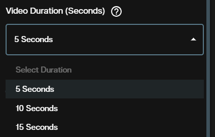 Seedance 2.0 text to video duration dropdown showing 5, 10, and 15 second options